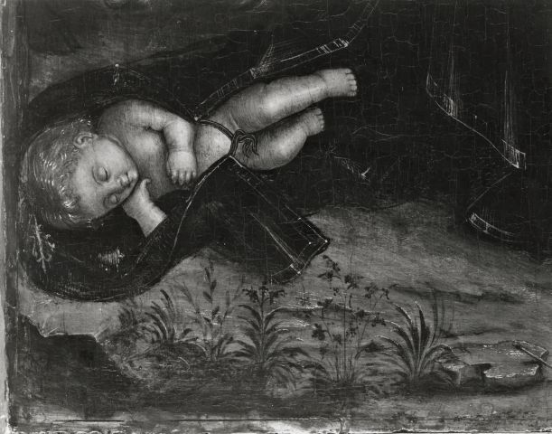Harvard University Art Museums, Fogg Art Museum — Defendente Ferrari. Piedmontese, ca. 1490-1535. Nativity (detail) — particolare, Gesù Bambino addormentato